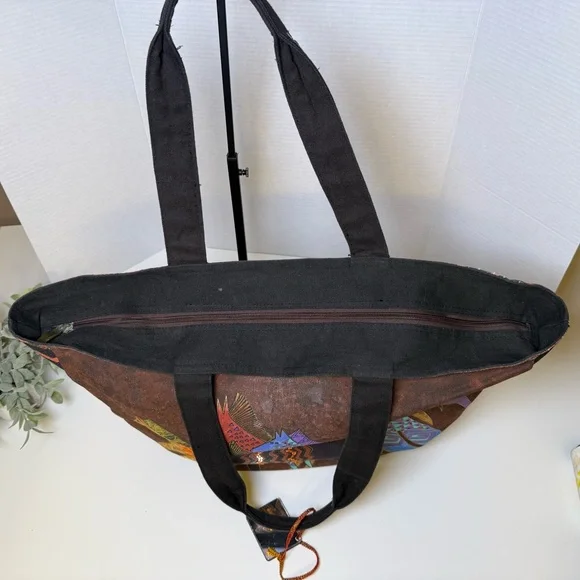 Laurel Burch Native Horses Travel Large Tote Bag Colorful, Cotton Western Whimsy - Picture 8 of 16